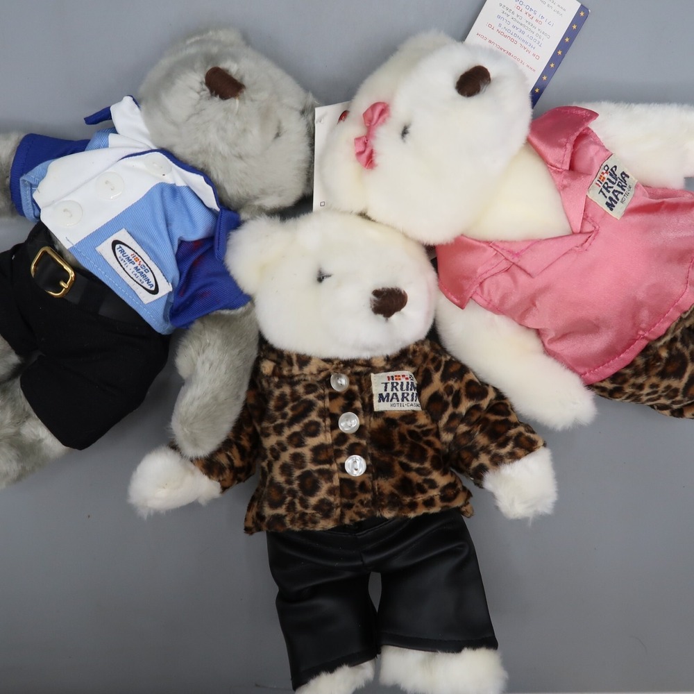 Vintage Trump Marina Hotel Casino Plush Herrington Teddy Bear Lot Set